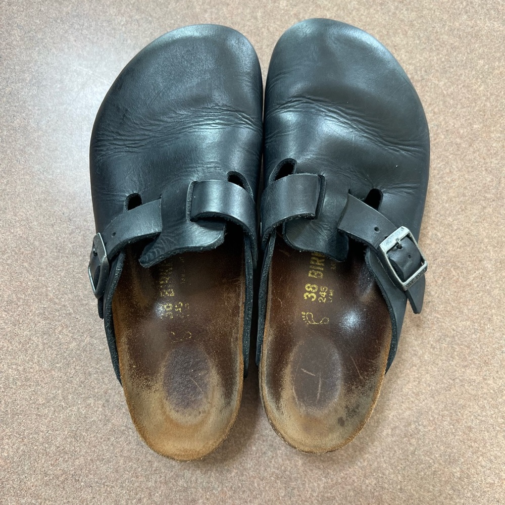 Black Leather Boston Birkenstocks